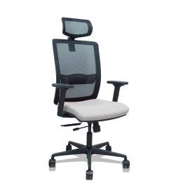 Piqueras y Crespo Silla Haches traslack malla negra asiento bali gris claro brazos 2D ruedas 65mm cabecero regulable