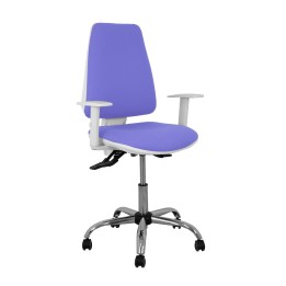 Piqueras y Crespo Silla Elche blanca asincro bali azul claro brazos regulables ruedas de parqué
