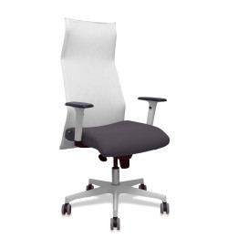 Piqueras y Crespo Sillón Sahuco blanco bali gris oscuro brazos blancos base blanca ruedas parqué 65mm