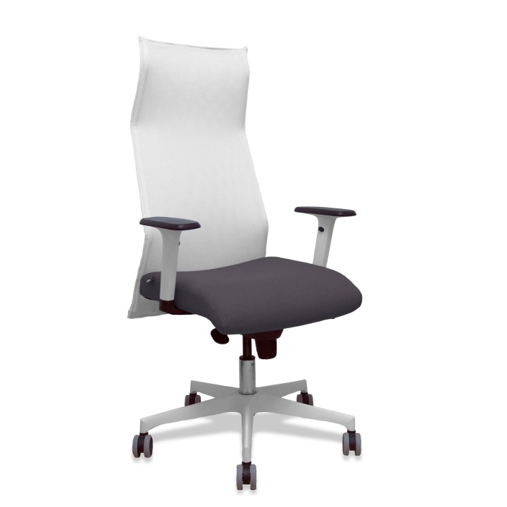 Piqueras y Crespo Sillón Sahuco blanco bali gris oscuro brazos blancos base blanca ruedas parqué 65mm