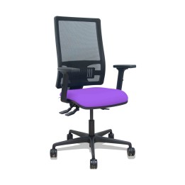 Piqueras y Crespo Silla Bormate asincro malla negra asiento bali lila brazos 2D ruedas 65mm