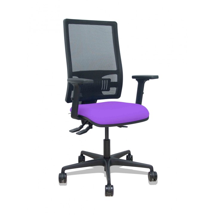 Piqueras y Crespo Silla Bormate asincro malla negra asiento bali lila brazos 2D ruedas 65mm
