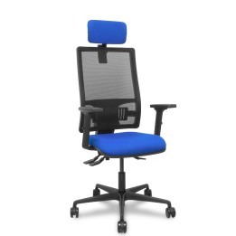 Piqueras y Crespo Silla Bormate asincro malla negra asiento bali azul brazos 2D ruedas 65mm cabecero regulable
