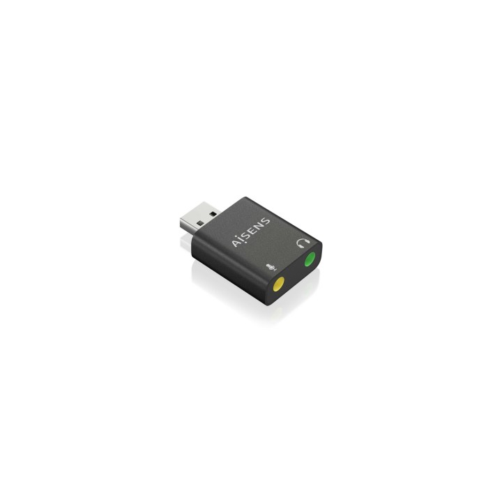 AISENS Conversor USB-A a Audio 48KHz, USB-A/M-2xJack 3.5/H, Negro