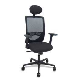 Piqueras y Crespo Silla Zulema sincro malla negra asiento bali negro brazos 2D ruedas 65 cabecero