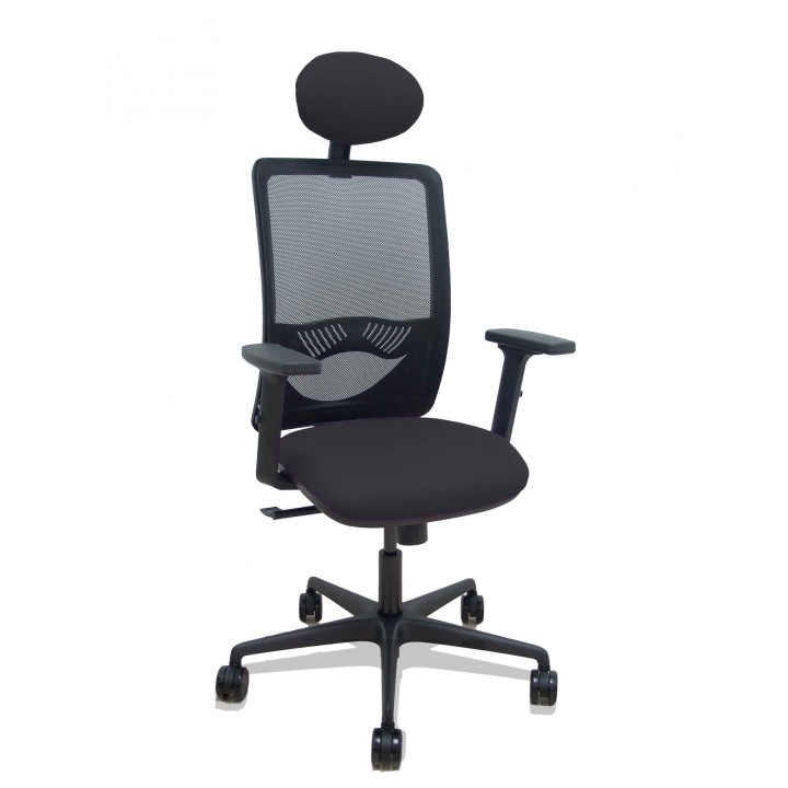 Piqueras y Crespo Silla Zulema sincro malla negra asiento bali negro brazos 2D ruedas 65 cabecero