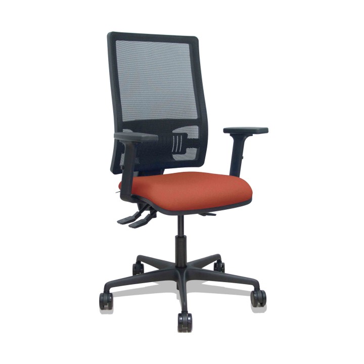 Piqueras y Crespo Silla Bormate asincro malla negra asiento bali marron brazos 2D ruedas 65mm