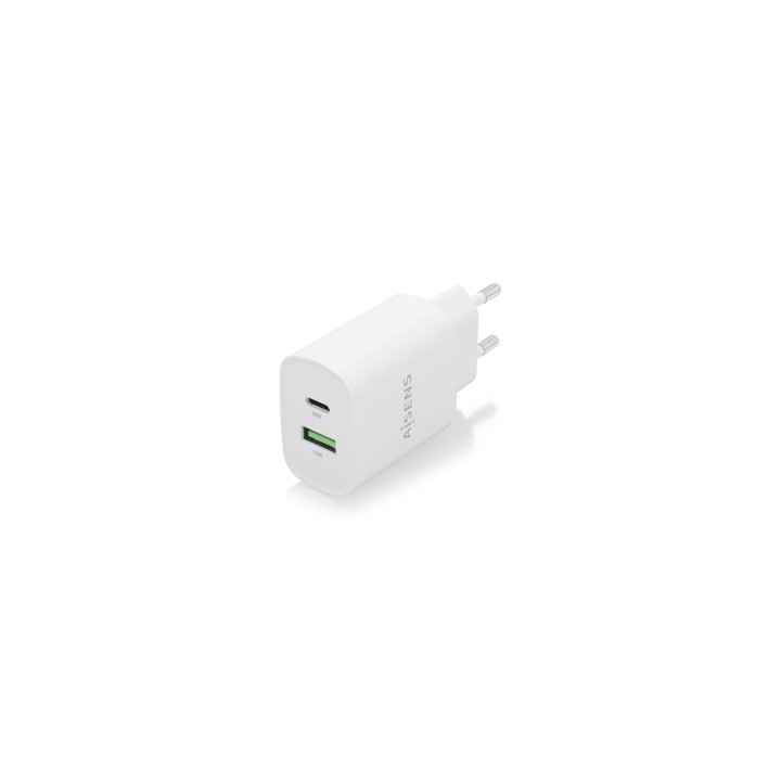 AISENS Cargador 20W, 1xUSB-C PD3.0, 1xUSB-A QC3.0, Blanco