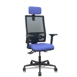 Piqueras y Crespo Silla Bormate asincro malla negra asiento bali azul claro brazos 2D ruedas 65mm cabecero regulable
