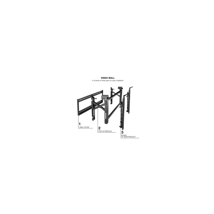 TooQ Soporte Video Wall de Pared para Pantalla 45”- 70”, Negro