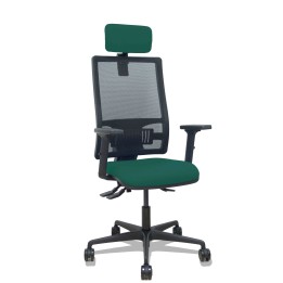 Piqueras y Crespo Silla Bormate asincro malla negra asiento bali verde botella brazos 2D ruedas 65mm cabecero regulable