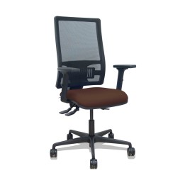 Piqueras y Crespo Silla Bormate asincro malla negra asiento bali marron oscuro brazos 2D ruedas 65mm