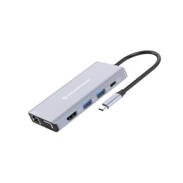 Conceptronic DONN20G base para portátil y replicador de puertos Alámbrico USB 3.2 Gen 1 (3.1 Gen 1) Type-C Gris