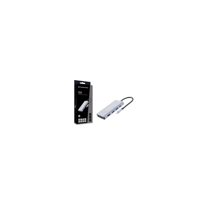 Conceptronic DONN20G base para portátil y replicador de puertos Alámbrico USB 3.2 Gen 1 (3.1 Gen 1) Type-C Gris