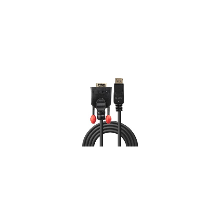 Lindy 41943 adaptador de cable de vÍ­deo 3 m VGA (D-Sub) DisplayPort Negro