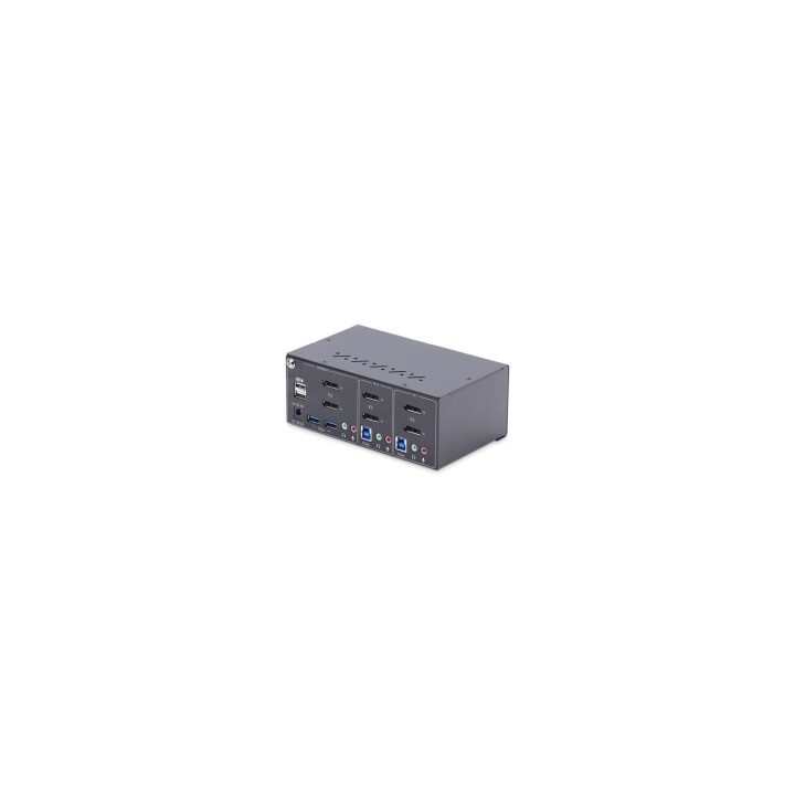 StarTech.com Switch KVM de 2 Puertos DisplayPort para 2 Monitores - Conmutador KVM 4K60Hz - Hub Ladrón 2x USB 5Gb - Hub 2x USB