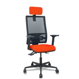 Piqueras y Crespo Silla Bormate asincro malla negra asiento bali naranja oscuro brazos 2D ruedas 65mm cabecero regulable
