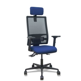Piqueras y Crespo Silla Bormate asincro malla negra asiento bali azul marino brazos 2D ruedas 65mm cabecero regulable