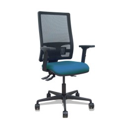 Piqueras y Crespo Silla Bormate asincro malla negra asiento bali verde petróleo brazos 2D ruedas 65mm