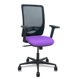 Piqueras y Crespo Silla Zulema sincro malla negra asiento bali lila brazos 2D ruedas 65mm