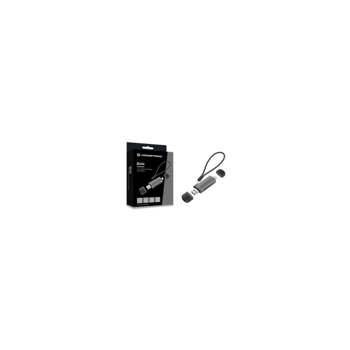 Conceptronic BIAN05G lector de tarjeta USB 3.2 Gen 1 (3.1 Gen 1) Type-A/Type-C Gris