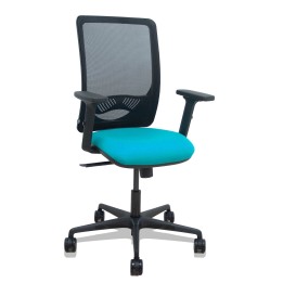 Piqueras y Crespo Silla Zulema sincro malla negra asiento bali turquesa brazos 2D ruedas 65mm