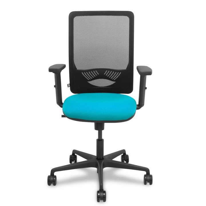 Piqueras y Crespo Silla Zulema sincro malla negra asiento bali turquesa brazos 2D ruedas 65mm