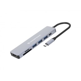 Conceptronic DONN19G base para portátil y replicador de puertos Alámbrico USB 3.2 Gen 1 (3.1 Gen 1) Type-C Gris