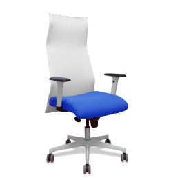 Piqueras y Crespo Sillón Sahuco blanco bali azul brazos blancos base blanca ruedas parqué 65mm