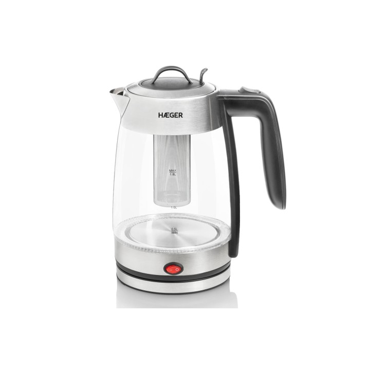 Haeger EK-22F.020A tetera eléctrica 1,8 L 2200 W Gris, Transparente