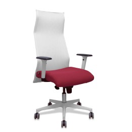 Piqueras y Crespo Sillón Sahuco blanco bali granate brazos blancos base blanca ruedas parque 65mm