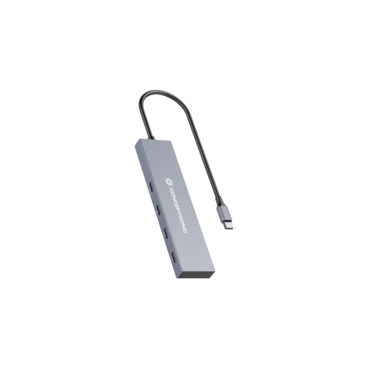 Conceptronic HUBBIES14G hub de interfaz USB 3.2 Gen 2 (3.1 Gen 2) Type-C 10000 Mbit/s Gris