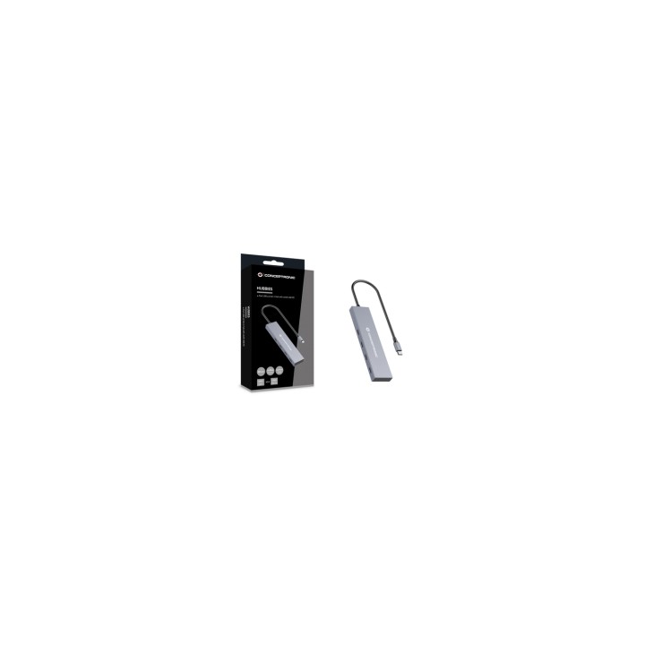Conceptronic HUBBIES14G hub de interfaz USB 3.2 Gen 2 (3.1 Gen 2) Type-C 10000 Mbit/s Gris
