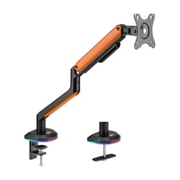 AISENS Soporte de Mesa RGB Gaming contrapeso giratorio e inclinable para Monitor/TV 9Kg (3 Pivotes, 1 Brazo) de 17-32,