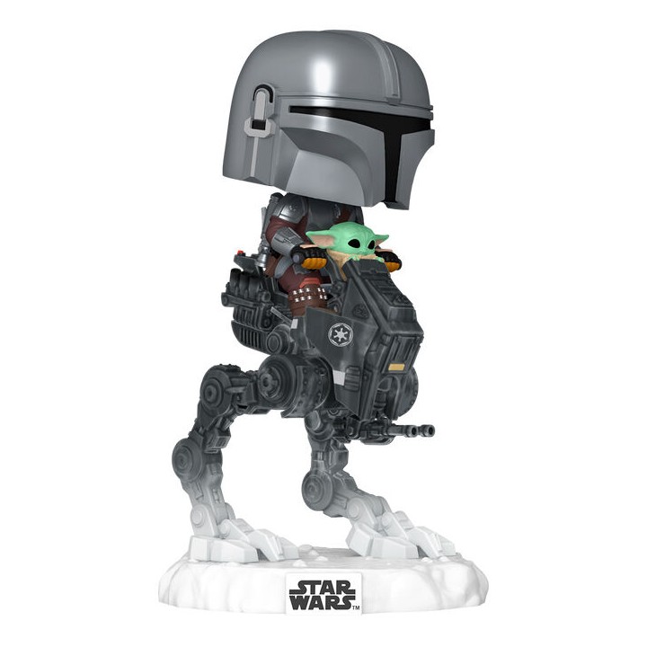 Figura POP Rides Deluxe Star Wars Mandalorian & Grogu The Mandalorian with Grogu in Imperial Remnant AT-RT