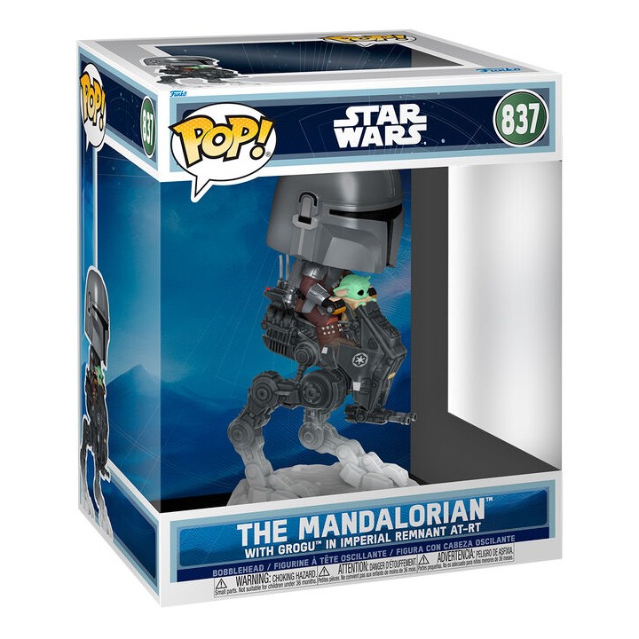 Figura POP Rides Deluxe Star Wars Mandalorian & Grogu The Mandalorian with Grogu in Imperial Remnant AT-RT