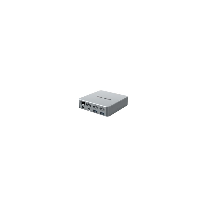 Conceptronic DONN25G base para portátil y replicador de puertos Alámbrico USB 3.2 Gen 2 (3.1 Gen 2) Type-C Plata