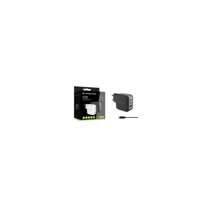 Conceptronic ALTHEA18B cargador de dispositivo móvil Universal Negro Corriente alterna Carga rápida Interior