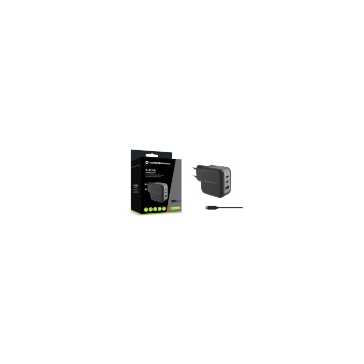 Conceptronic ALTHEA17B cargador de dispositivo móvil Universal Negro Corriente alterna Carga rápida Interior