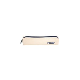 Milan Serie 1918 Estuche Mini Redondo - Tejido Resistente a las Roturas y Rasgaduras - Medidas 20,5x4,5x5cm - Color Beige