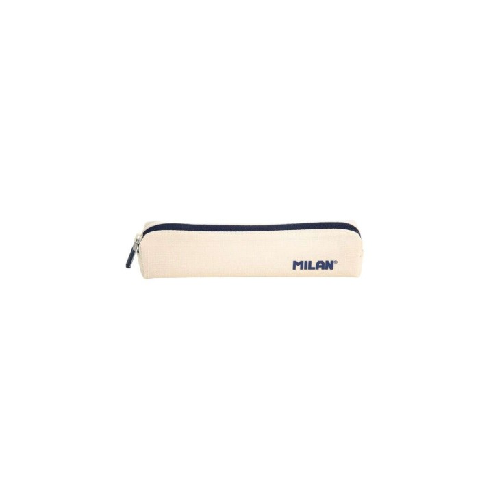 Milan Serie 1918 Estuche Mini Redondo - Tejido Resistente a las Roturas y Rasgaduras - Medidas 20,5x4,5x5cm - Color Beige