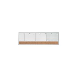 Nobo Planificador Semanal de Pizarra Magnetica Pequeña 585x190mm - Tira de Corcho - Almohadillas Adhesivas e Imanes - Gris
