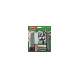 Derwent Academy Sketching Pack de 6 Lapices de Grafito de Durezas Surtidas, 2 Bloques de Grafito, 2 Barras de Dibujo sin