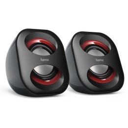 Hama Altavoces para Ordenador, con conexión USB A y jack 3,5mm, potentes y ligeros, color negro.