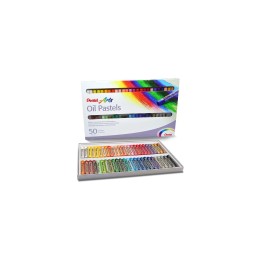 Pentel Oil Pastels Pack de 50 Pasteles Oleo - Blandos, Cremosos y de Secado Lento - Colores Surtidos
