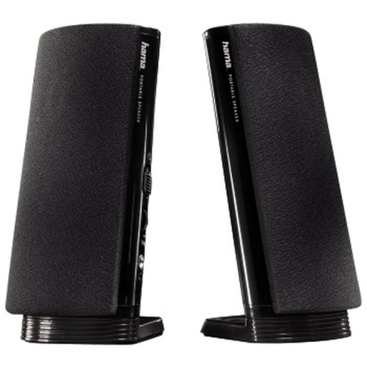 Hama Altavoz estéreo con conexión USB A y Jack de 3,5mm, control de volumen integrado, color negro.