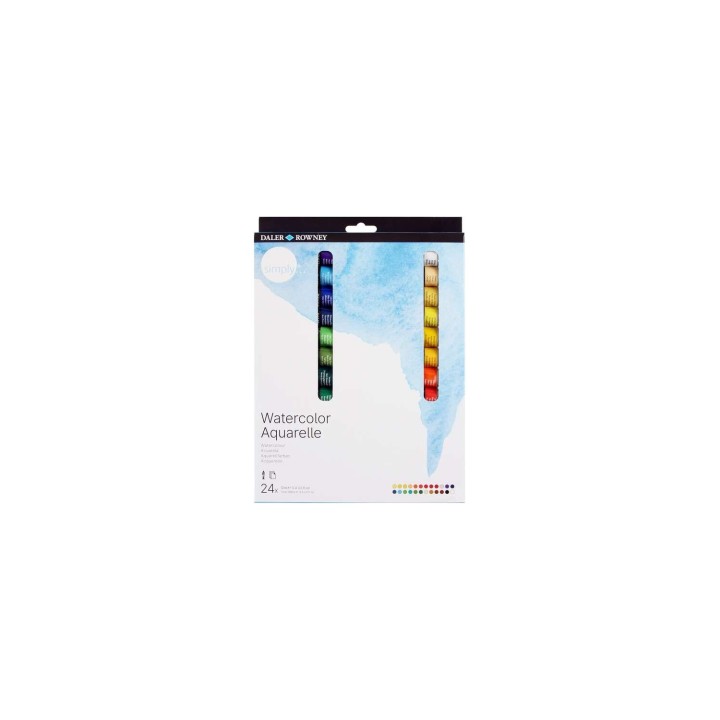 Daler Rowney Simply Pack de 24 Acuarelas 12ml - Se Humedecen Facilmente - Colores Surtidos