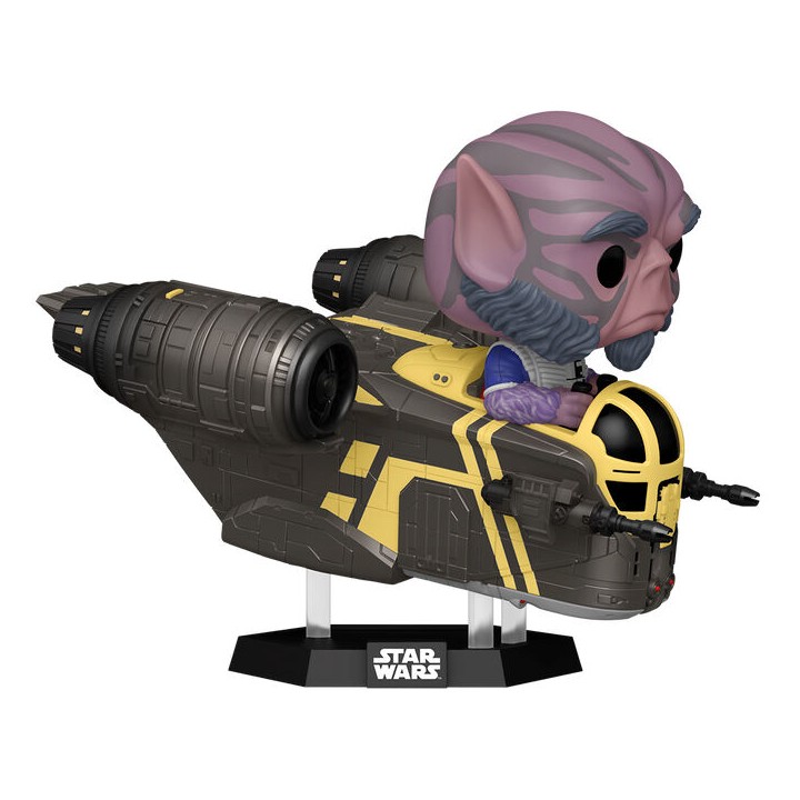 Figura POP Rides Deluxe Star Wars Mandalorian & Grogu Zeb Orrelios in the Razor Crest