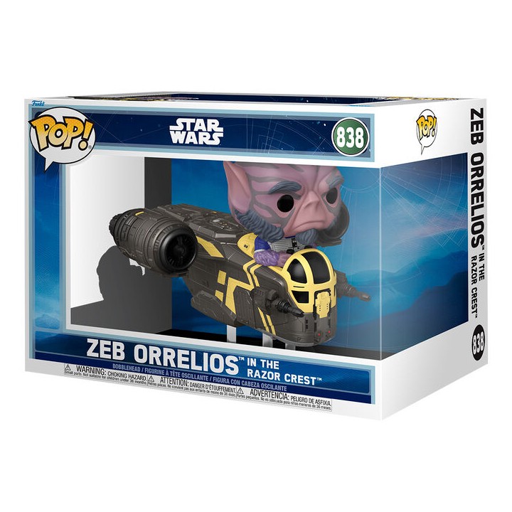 Figura POP Rides Deluxe Star Wars Mandalorian & Grogu Zeb Orrelios in the Razor Crest