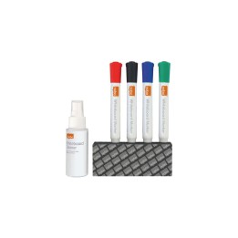 Nobo Kit Basico Accesorios Pizarra Blanca Borrado Seco - 4 Rotuladores Pizarra - Borrador Pizarra - Spray Limpiador 50Ml -